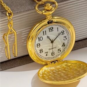 Gold tone Pocket Watch with Chain